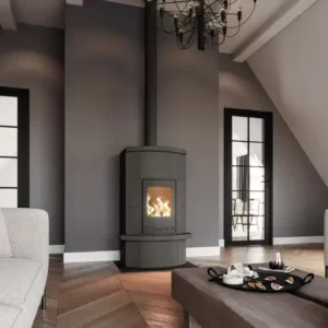 Akumulační mastková kamna Massiv s římsou pod dvířky